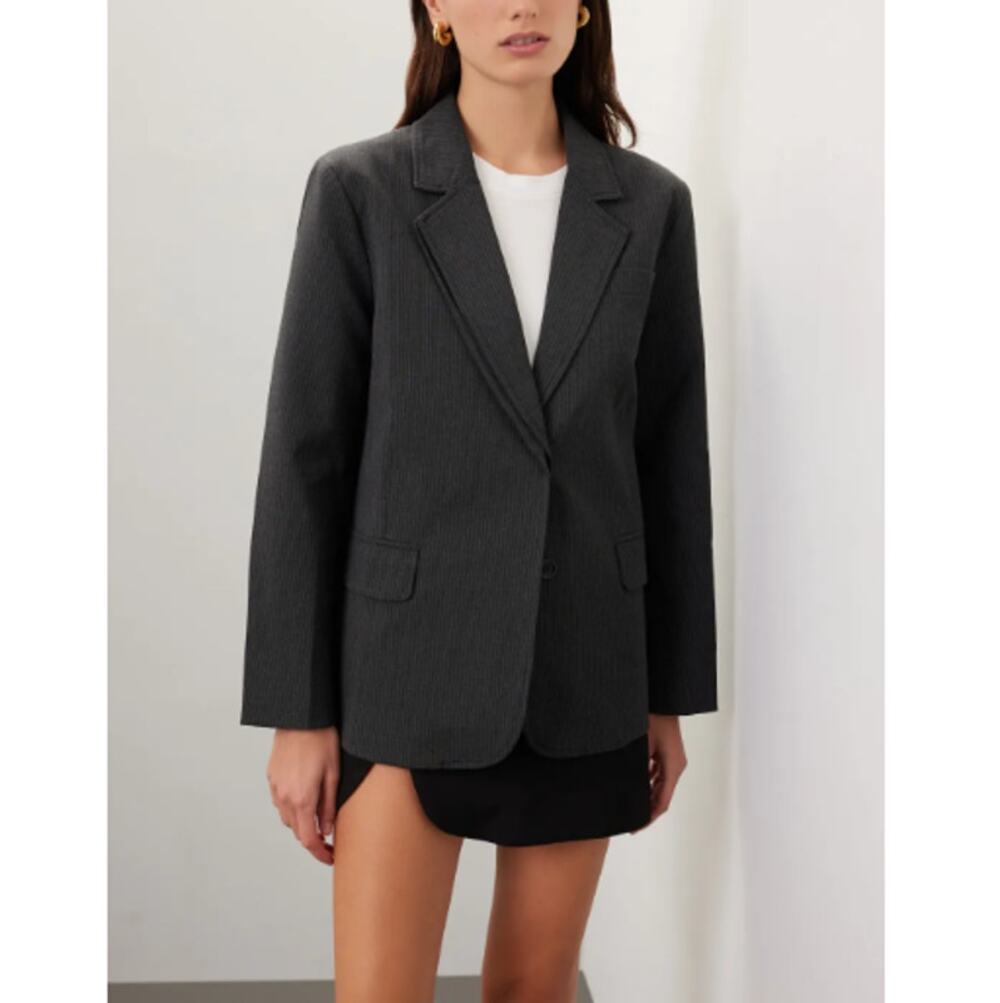 MOON RIVER Gray Twill Pinstripe Double Layer Suit Jacket Size Medium SO GOOD :)